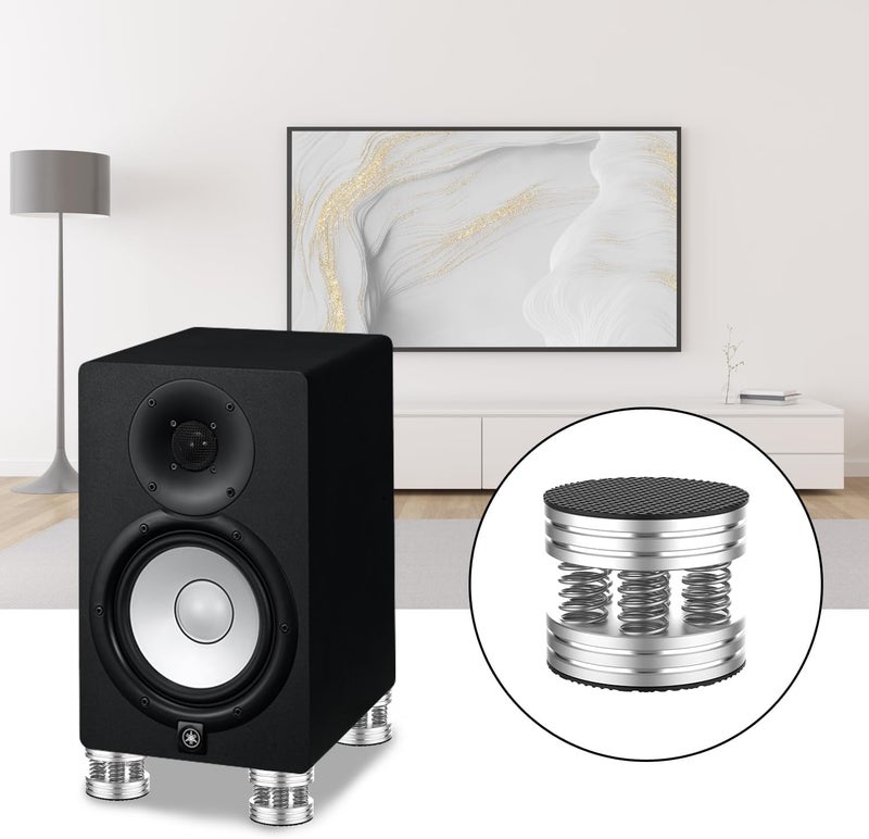 Tertullus Speaker Spikes HiFi Spring Isolation Feet Pad, 4PCS Aluminum Non-Slip Shockproof Stand Feet for Audio,Speakers, Subwoofers, Turntable DAC etc(Silver) - Image 2